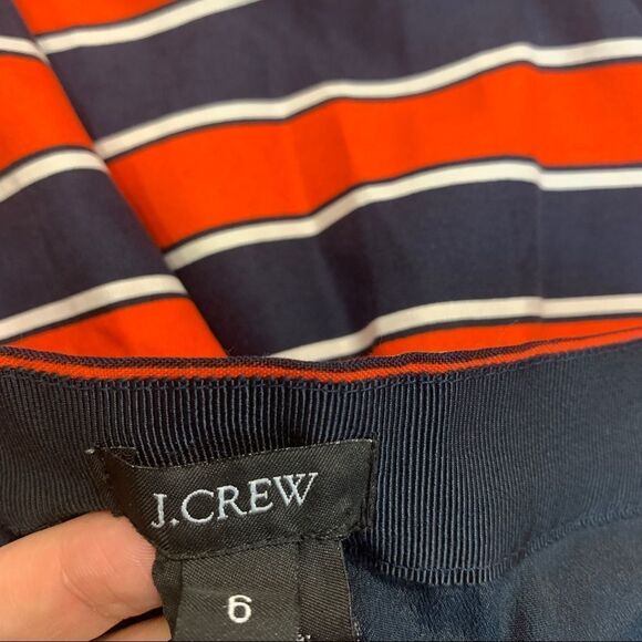 J. Crew Gondola Nautical Red White Navy Striped Pleated Sz 6 - Picture 6 of 10